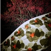 Marimekko Valssi Forest Green / Red Medium Weight Cotton Fabric Repeat