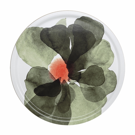 Marimekko Valssi Forest Green / Red Round Serving Tray