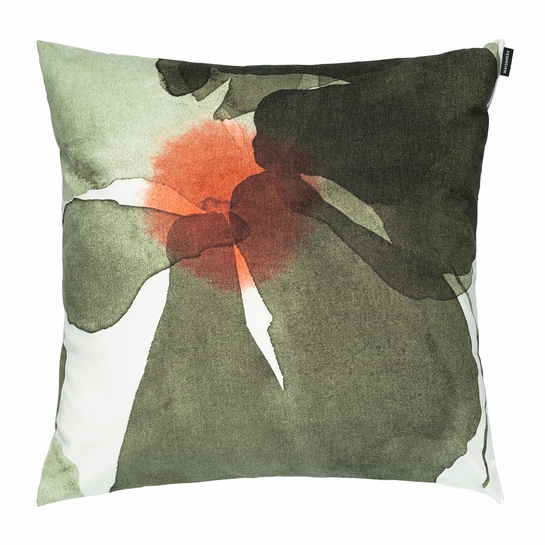 Marimekko Valssi Forest Green / Red Throw Pillow