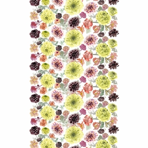 Pentik Daalia White / Green / Multi Cotton Fabric