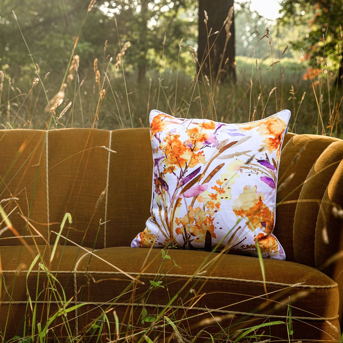 Pentik Kultapiisku Orange / Purple / Brown Throw Pillow Throw Pillows