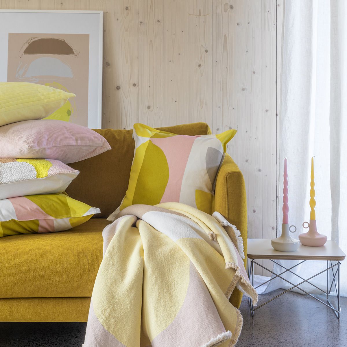 Pentik Sitruuna White / Multicolor Blanket Pentik Throw Pillows