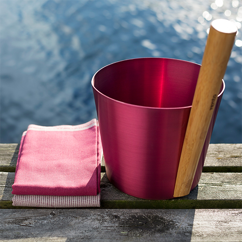 Rento Lingonberry Aluminum & Bamboo Sauna Bucket Rento Aluminum Sauna