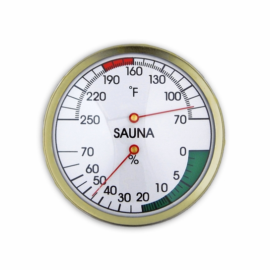 Sauna Thermometer / Hygrometer 4" Round Brass Sauna Thermometers