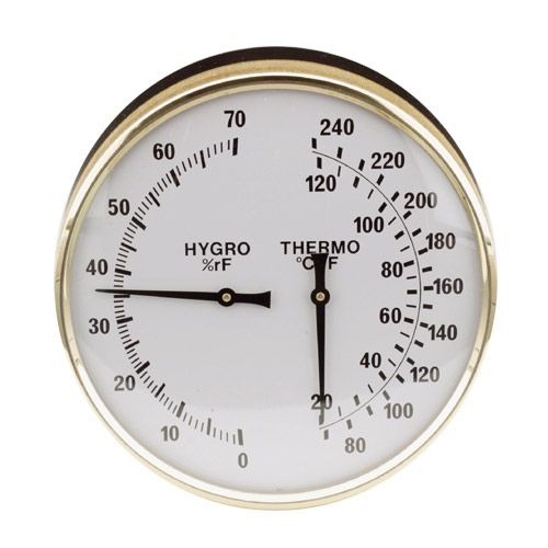 Sauna Thermometer / Hygrometer 7" Round Gold Sauna Thermometers