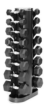 VTX 3-25lb Rubber Coated Dumbbell Set W/Rack