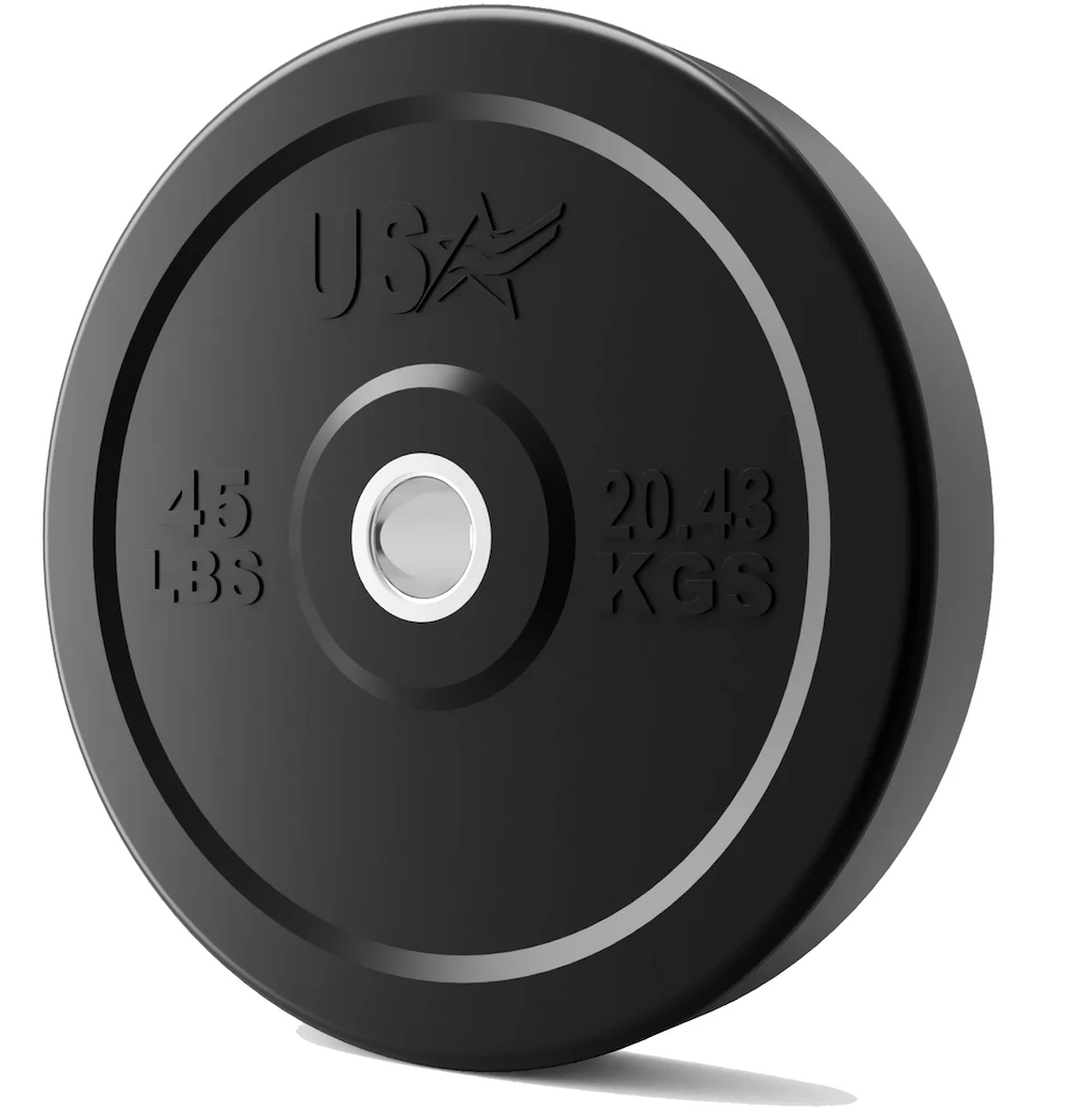 45lb Black Rubber Bumper Plates - Pair