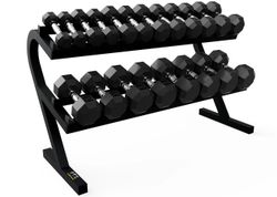 VTX 8 Sided Rubber Encased Dumbbells 5-50lb Set W/ Rack $1,599.00