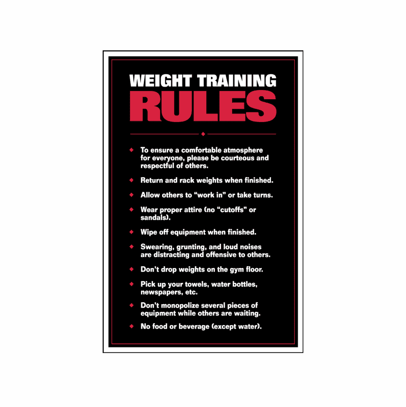 Weight Training Rules Poster Laminated