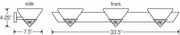 0259 Ultralights Lighting Novus Three-Light Bath Bar