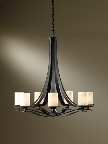 10-1283F Hubbardton Forge Wrought Iron Seven Arm Fluorescent Berceau Chandelier
