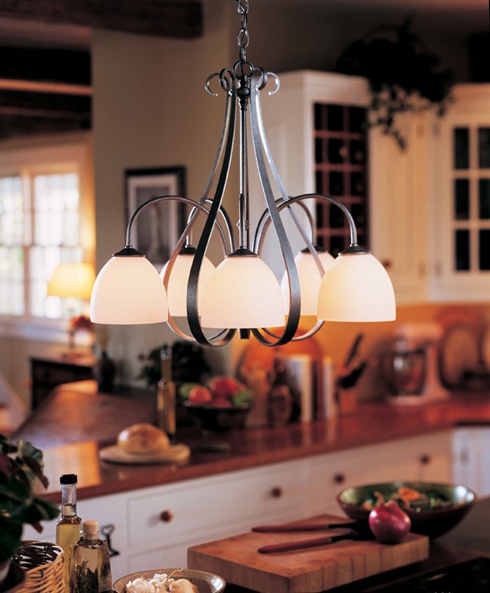 101445 Hubbardton Sweeping Taper Wrought Iron Chandelier