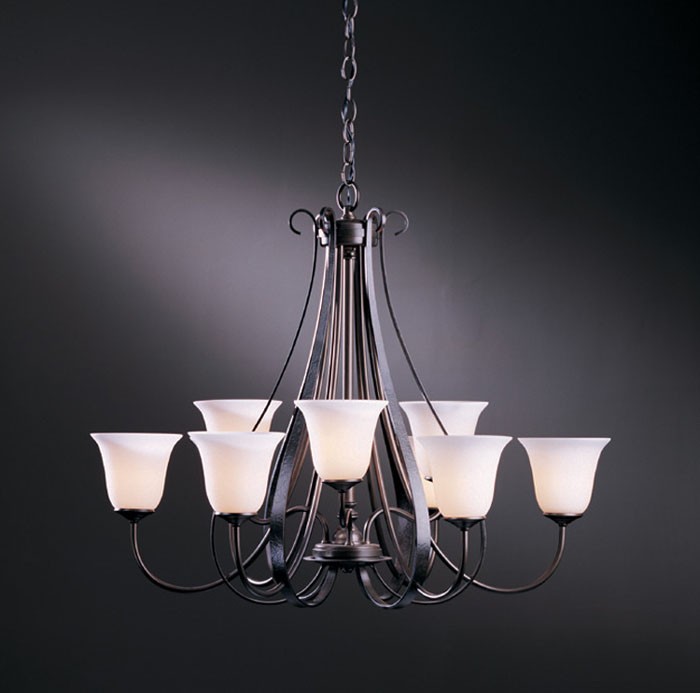 101459 Hubbardton NineLight Wrought Iron Chandelier