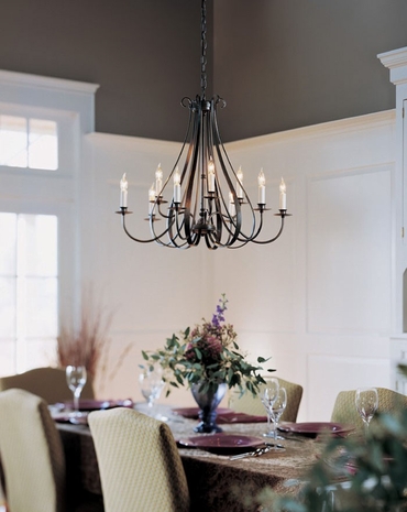 10-1469 Hubbardton Forge Nine-Light Wrought Iron Chandelier