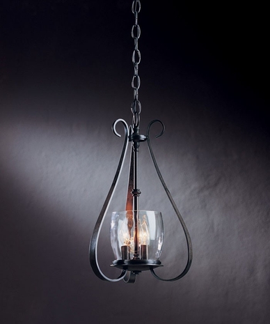 10-1474 Hubbardton Forge Three-Light Wrought Iron Chandelier