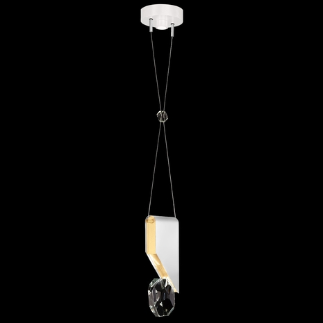 100001-2 Fine Art Lighting Aria 7.25"W Round Pendant with White/Gold Accents Finish