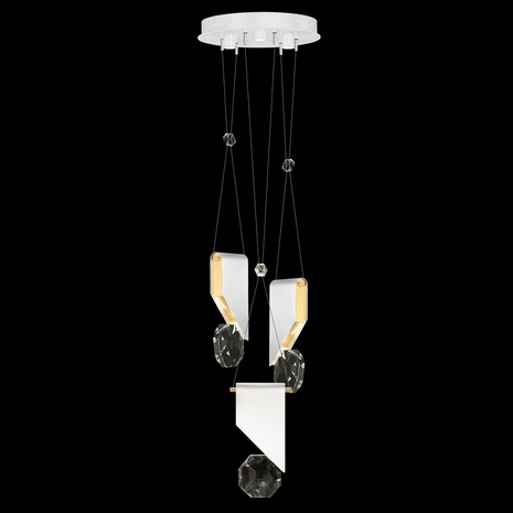 100005-2-111 Fine Art Lighting Aria 16"W Round Pendant with White/Gold Accents Finish