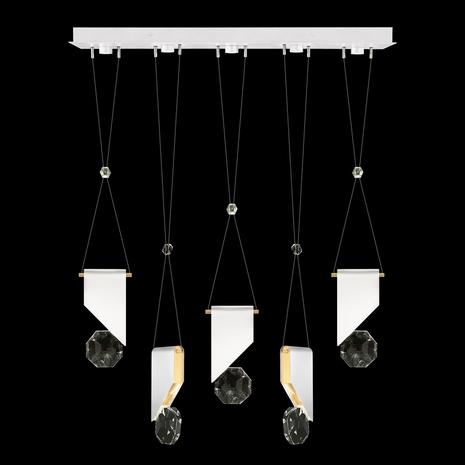 100006-2-11111 Fine Art Lighting Aria 43"W Linear Pendant with White/Gold Accents Finish