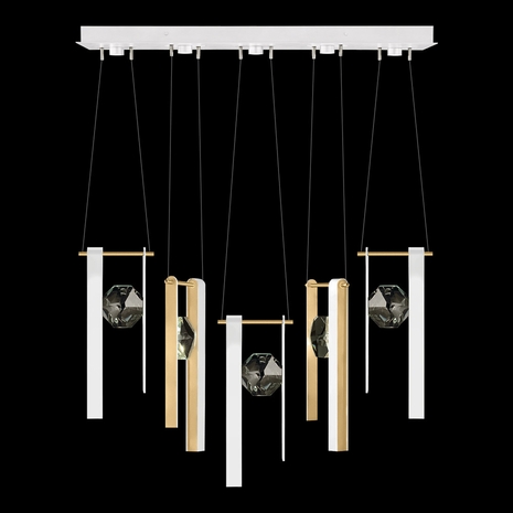 100006-2-33333 Fine Art Lighting Aria 43"W Linear Pendant with White/Gold Accents Finish