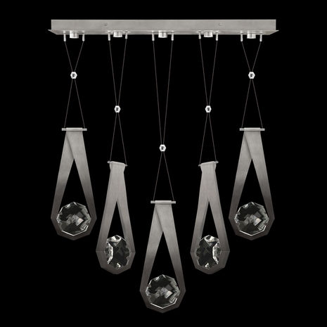 100006-4-22222 Fine Art Lighting Aria 43"W Linear Pendant with Soft Ombre Silver Finish