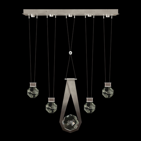 100006-4-24444 Fine Art Lighting Aria 43"W Linear Pendant with Soft Ombre Silver Finish