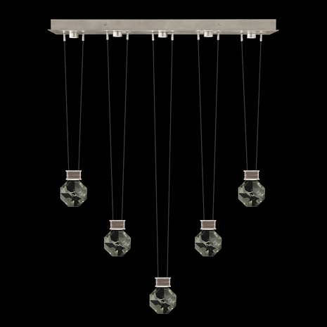 100006-4-44444 Fine Art Lighting Aria 43"W Linear Pendant with Soft Ombre Silver Finish