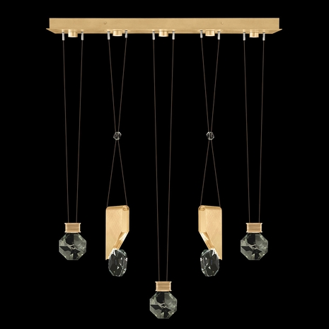 100006-5-11444 Fine Art Lighting Aria 43"W Linear Pendant with Brushed Gold Finish