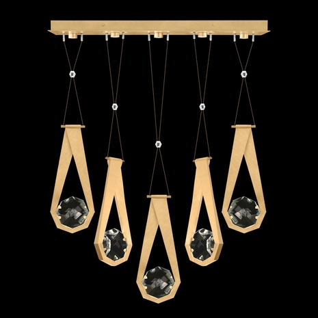 100006-5-22222 Fine Art Lighting Aria 43"W Linear Pendant with Brushed Gold Finish