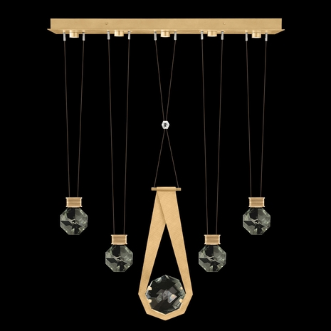 100006-5-24444 Fine Art Lighting Aria 43"W Linear Pendant with Brushed Gold Finish