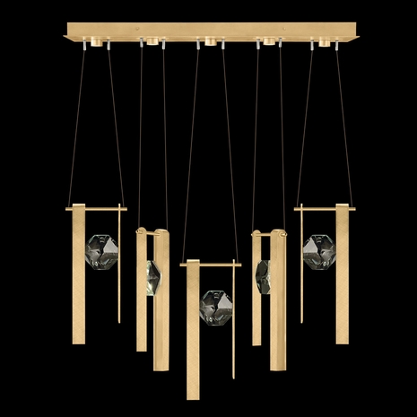 100006-5-33333 Fine Art Lighting Aria 43"W Linear Pendant with Brushed Gold Finish