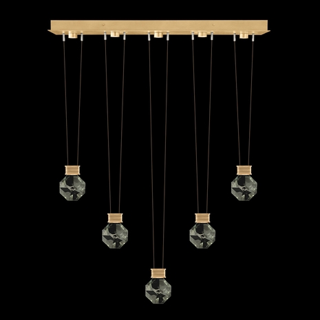 100006-5-44444 Fine Art Lighting Aria 43"W Linear Pendant with Brushed Gold Finish