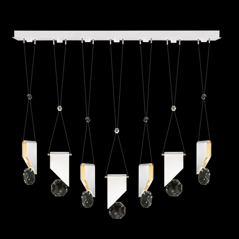 100007-2-1111111 Fine Art Lighting Aria 60"W Linear Pendant with White/Gold Accents Finish