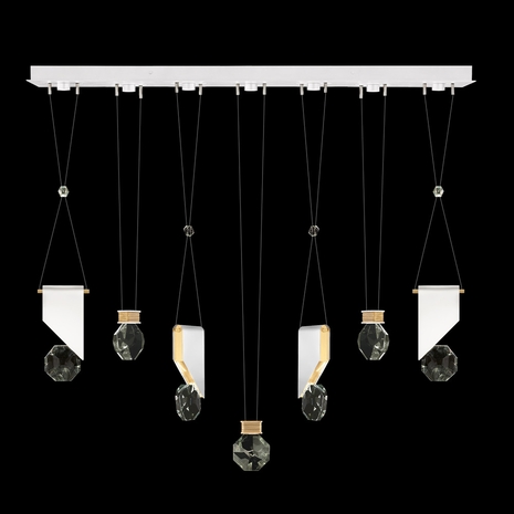 100007-2-1111444 Fine Art Lighting Aria 60"W Linear Pendant with White/Gold Accents Finish