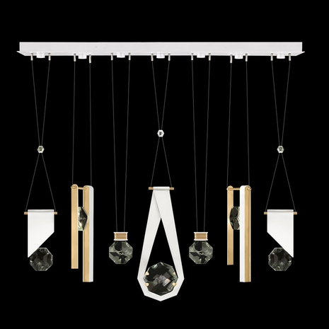 100007-2-1123344 Fine Art Lighting Aria 60"W Linear Pendant with White/Gold Accents Finish