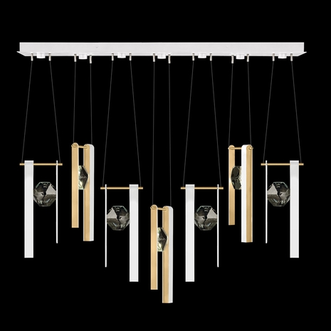 100007-2-3333333 Fine Art Lighting Aria 60"W Linear Pendant with White/Gold Accents Finish