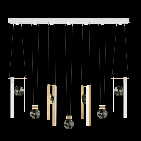 100007-2-3333444 Fine Art Lighting Aria 60"W Linear Pendant with White/Gold Accents Finish