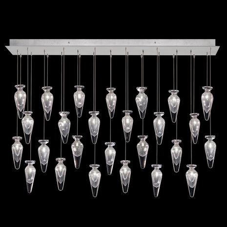 100022-11ST Fine Art Lamps Essence 54"W Rectangular Pendant with Silver Finish
