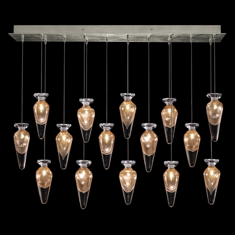 100023-12ST Fine Art Lamps Essence 49"W Rectangular Pendant with Silver Finish