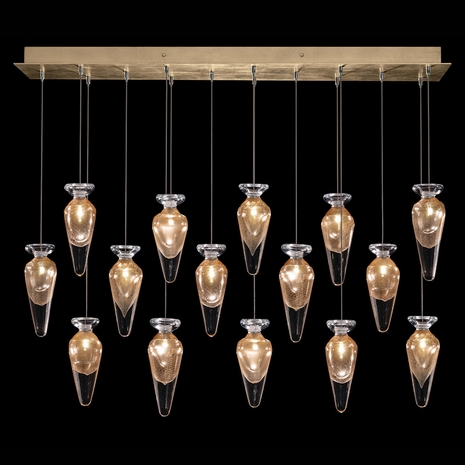 100023-22ST Fine Art Lamps Essence 49"W Rectangular Pendant with Gold Finish
