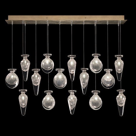 100023-25ST Fine Art Lamps Essence 49"W Rectangular Pendant with Gold Finish