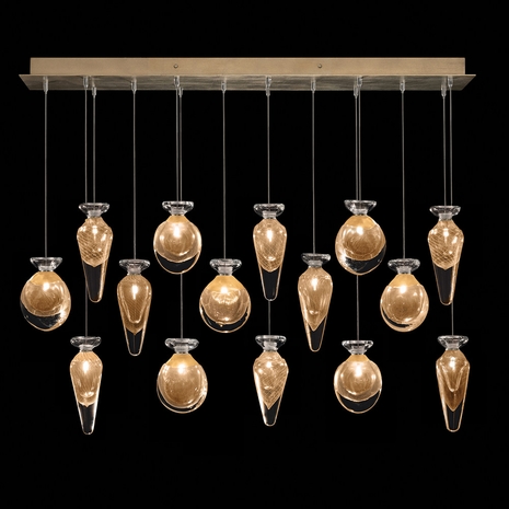 100023-26ST Fine Art Lamps Essence 49"W Rectangular Pendant with Gold Finish