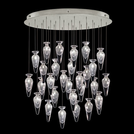 100024-11ST Fine Art Lamps Essence 32"W Round Pendant with Silver Finish
