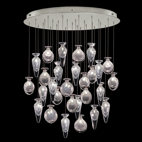 100024-15ST Fine Art Lamps Essence 32"W Round Pendant with Silver Finish