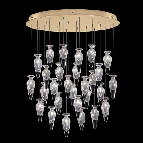 100024-21ST Fine Art Lamps Essence 32"W Round Pendant with Gold Finish
