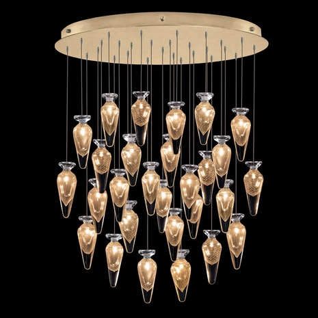 100024-22ST Fine Art Lamps Essence 32"W Round Pendant with Gold Finish