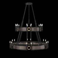 100036-111 Fine Art Lighting Mirage 50"W Round Chandelier with Black Iron/Brass/Pebble Finish
