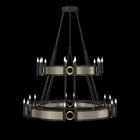 100036-112 Fine Art Lighting Mirage 50"W Round Chandelier with Black Iron/Brass/Coco Finish