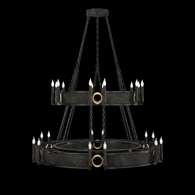 100036-113 Fine Art Lighting Mirage 50"W Round Chandelier with Black Iron/Brass/Black Knight Finish