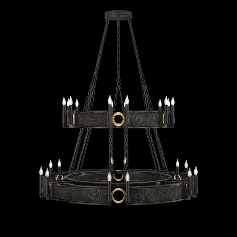 100036-113 Fine Art Lighting Mirage 50"W Round Chandelier with Black Iron/Brass/Black Knight Finish