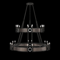 100036-121 Fine Art Lighting Mirage 50"W Round Chandelier with Black Iron/Nickel/Pebble Finish